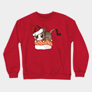 Brown Stripped Cat Salmon Sushi Christmas Crewneck Sweatshirt